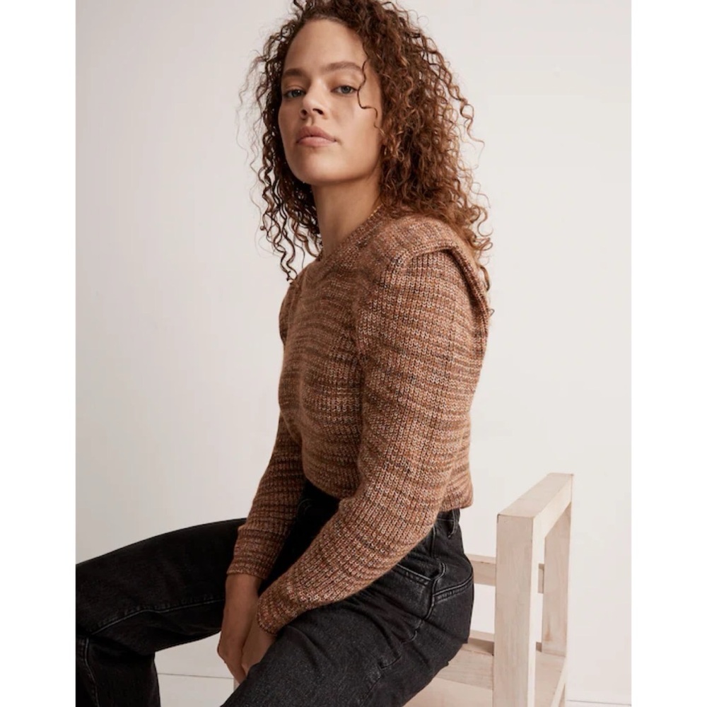 Madewell Space-Dyed Prentiss Pullover Sweater Autumn Brown Cotton Wool Alpaca
